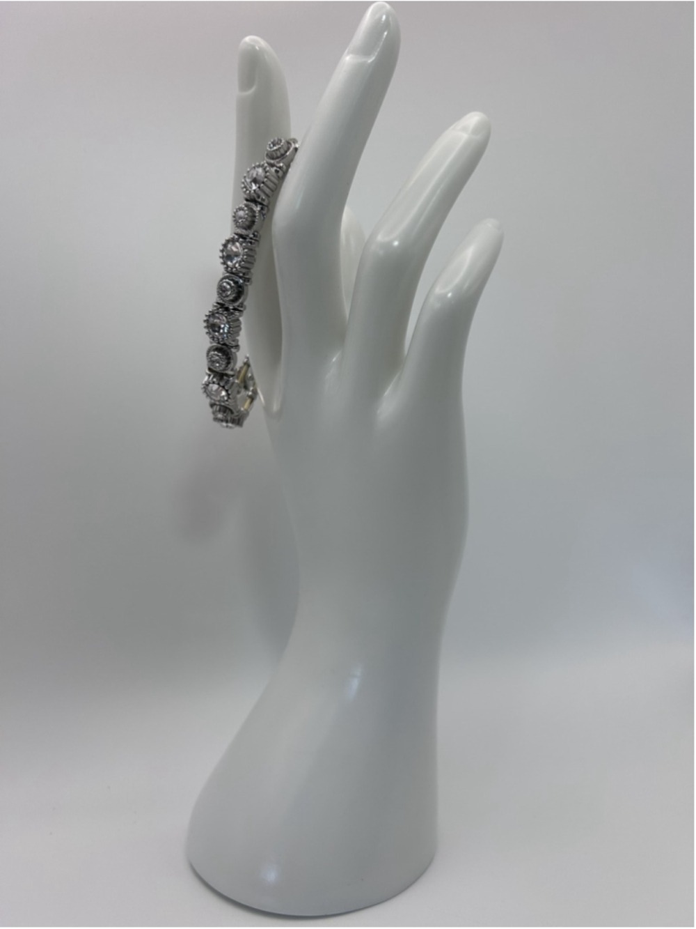 Bracelet Silver Tone Tennis Rhinestone Snap 8 In Fashion Jewelry‎